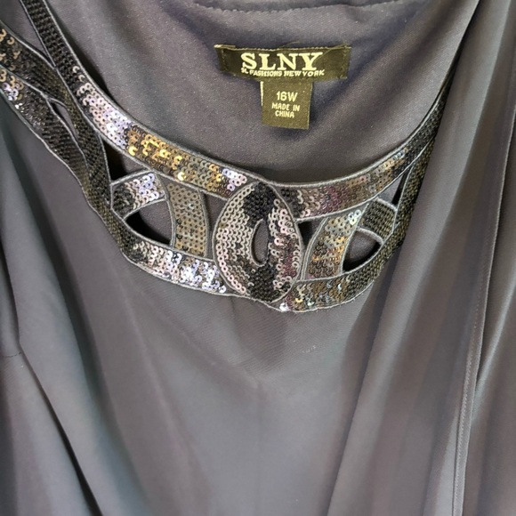 S.L. Fashions Womens Plus Size Embellished Tiered Jacket Dress Size 16 - Picture 10 of 14